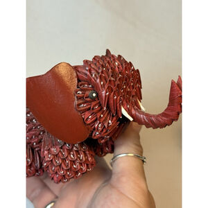 3D Origami Handcrafted Art Small Paper Figurine Animal Red Elephant 3” Tall